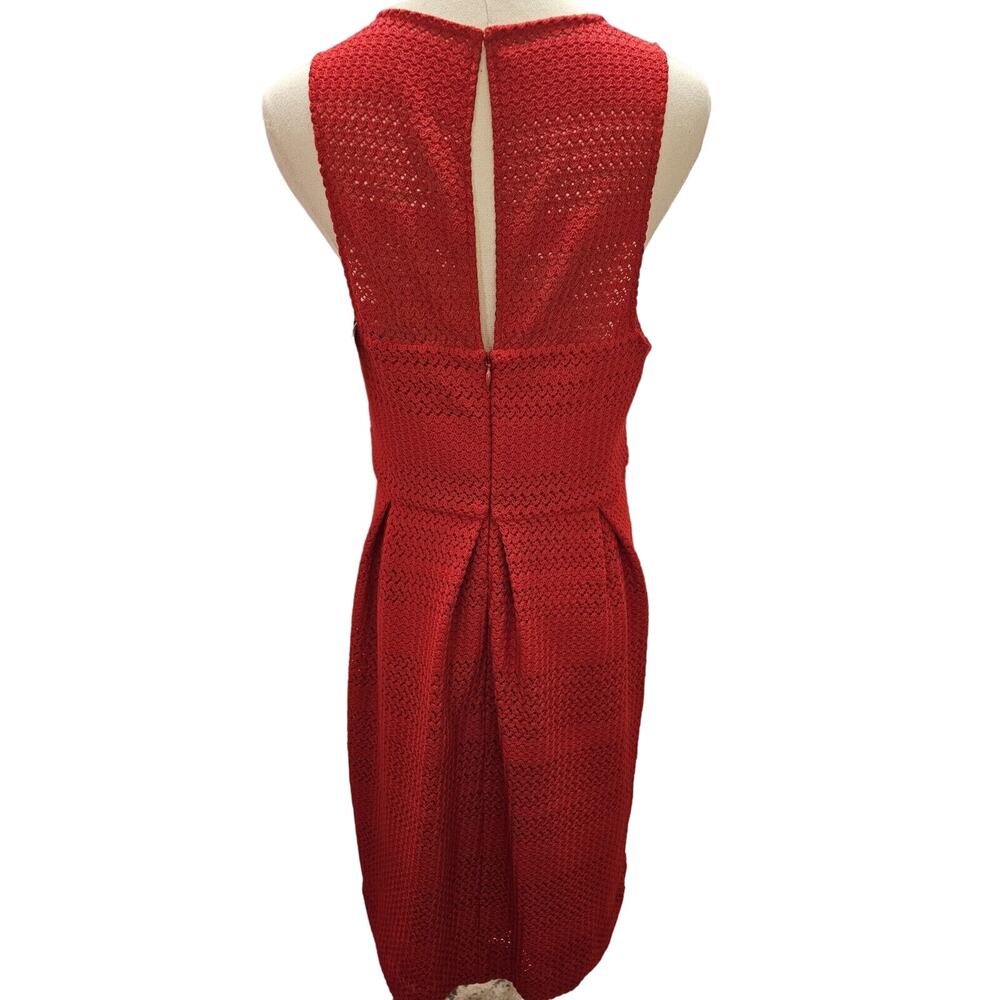 NWT Trina Turk Red Fit & Flare Sheath Dress Keyhole Back Woven Material‎ Sz 10 - Picture 6 of 6